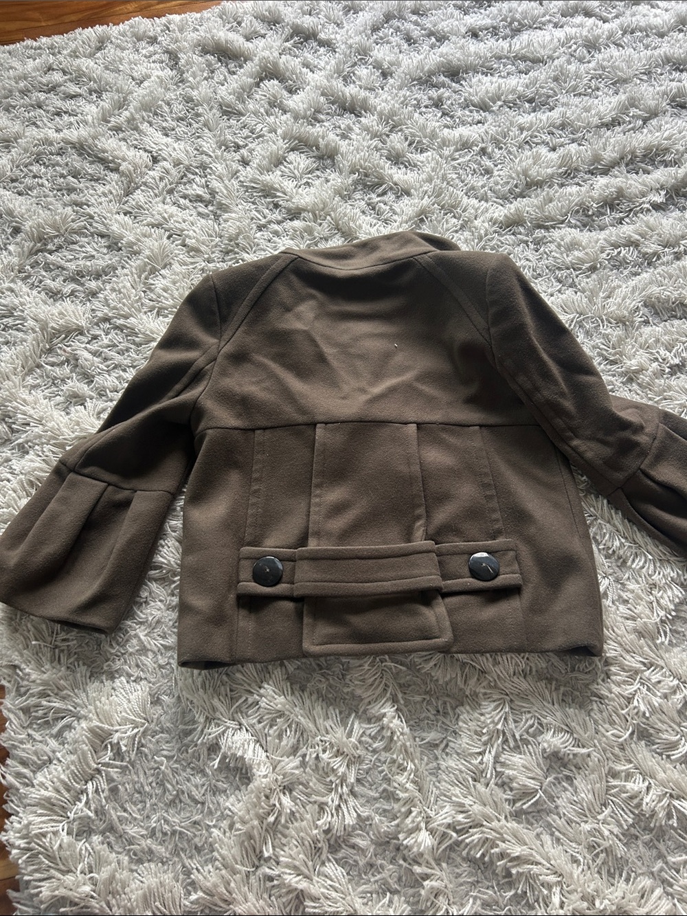 Zara Brown Double-Breasted Pea Coat with Balloon Sleeves - Picture 7 of 7